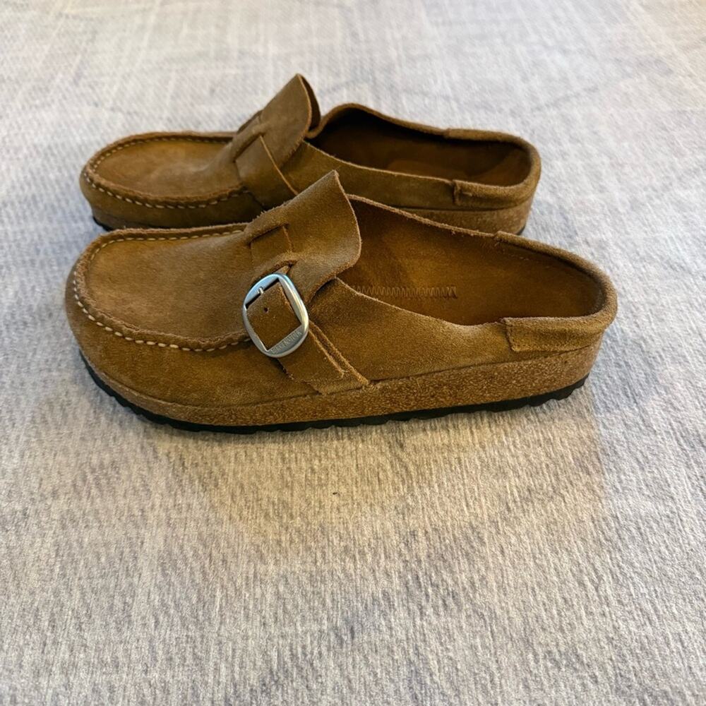Birkenstock Buckley Tan Suede Clogs in Tea Women’s 38 - Picture 1 of 8